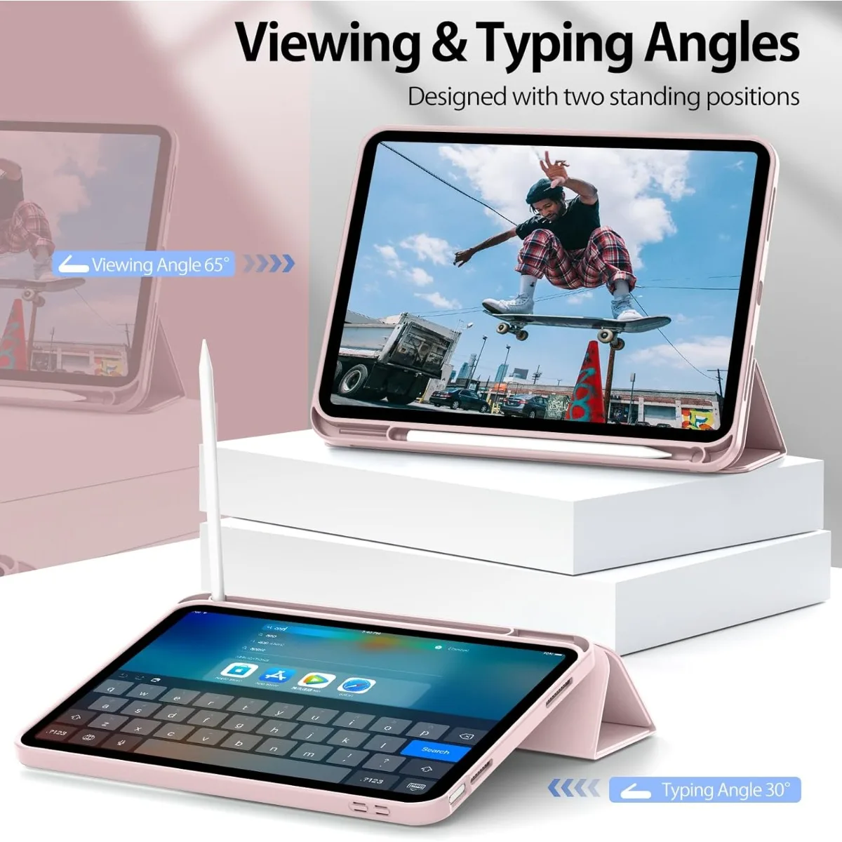 Funda para iPad de 11/10a generación con portalápices de 11/10,9 pulgadas, 2025 A16/2022, carcasa trasera de TPU suave, funda protectora híbrida delgada con soporte