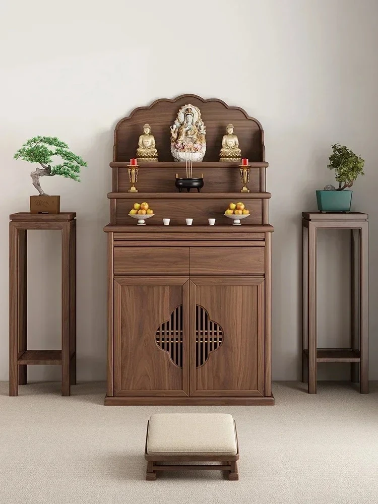 

Chinese Simple Altar Incense Burner Table Solid Wood Altar Cabinet Three-Layer Buddha Table Altar Buddha Cabinet