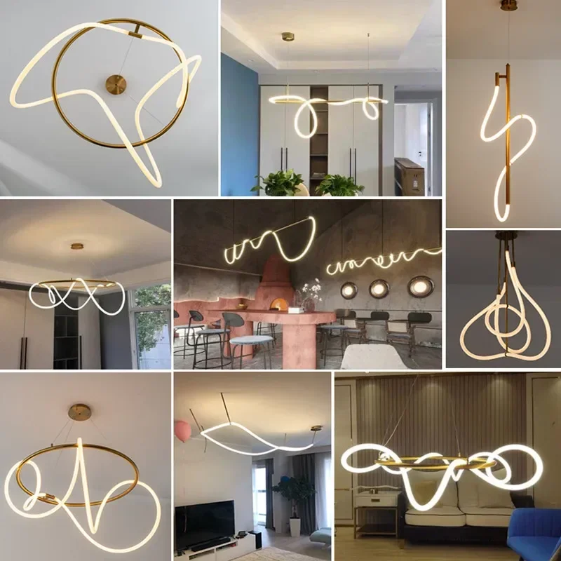 Imagem -06 - Nordic Simples Longa Linha Nota Pingente Luzes Criativo Designer Pendurado Lâmpadas Suspensão Luminária Cristal Candelabro Luzes de Arte