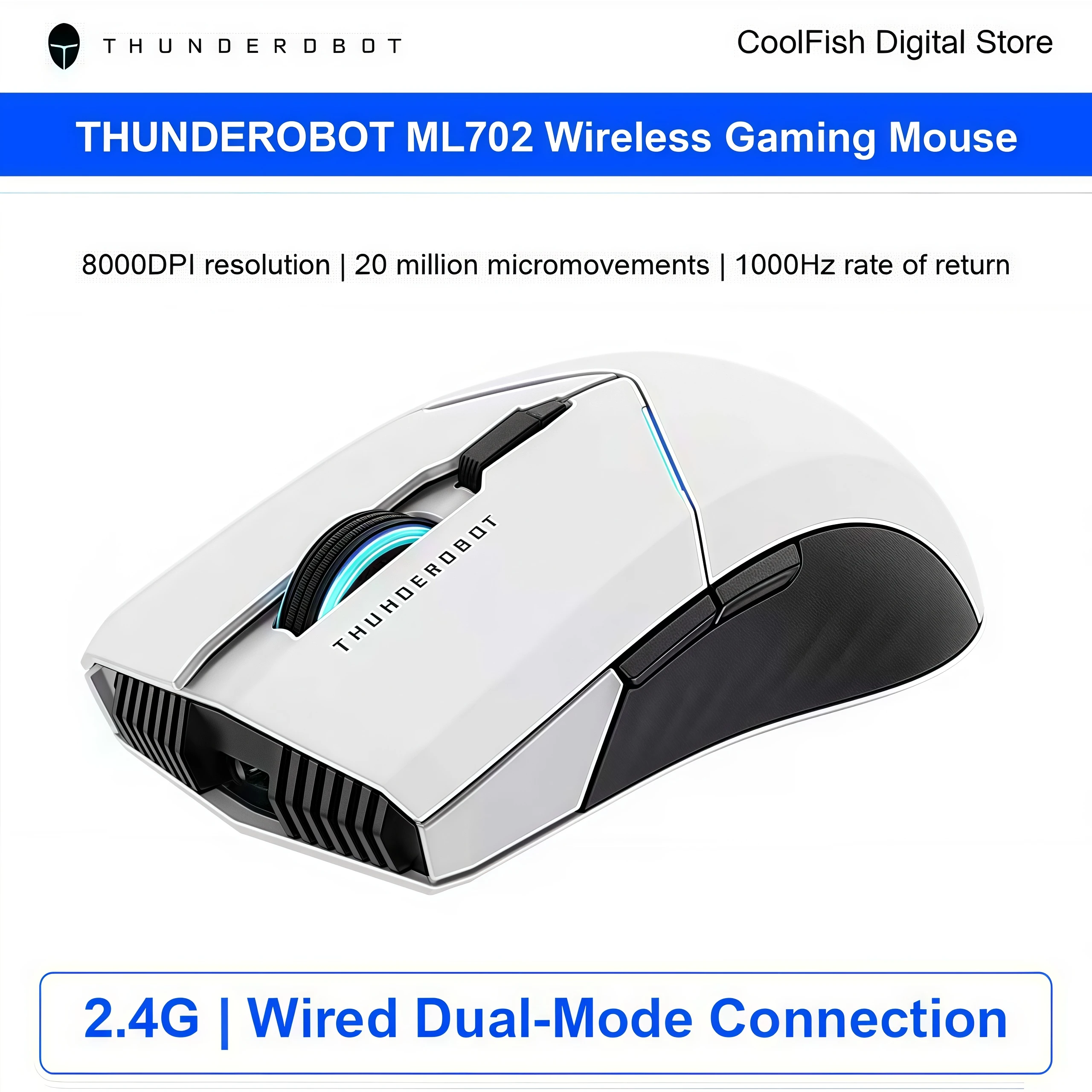 Novo ThundeRobot ML701 Mouse para jogos sem fio 4000DPI 600mAh Gamer recarregável 2.4G PAW3212 Mouse sem fio para laptop PC Gaming