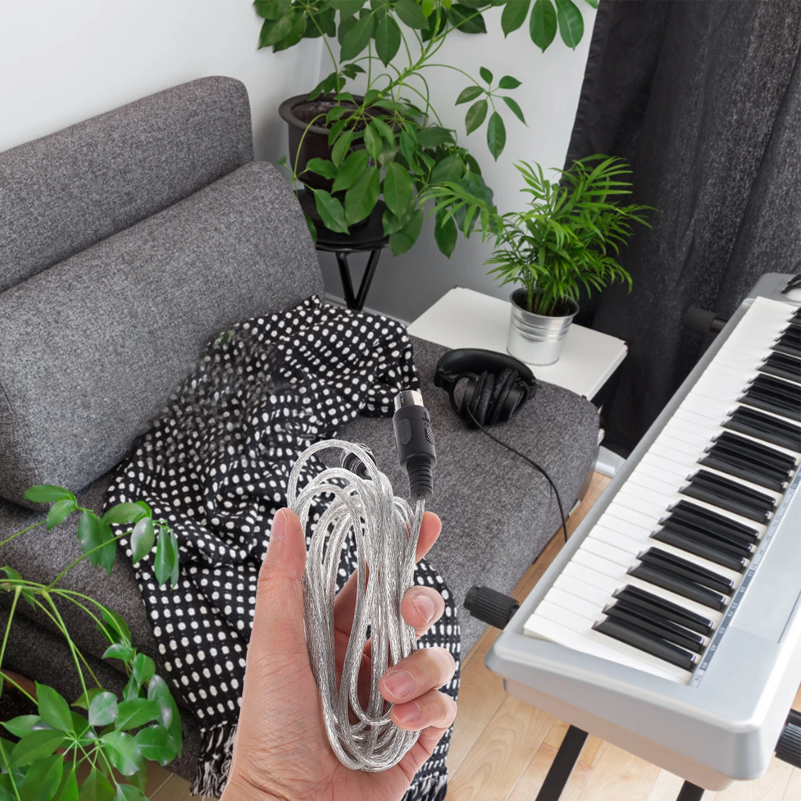 

Midi Cable 5-Pin Keyboard Connecting Cable Professional Music Instrument Line Stable Precise Transmission for Drum Piano