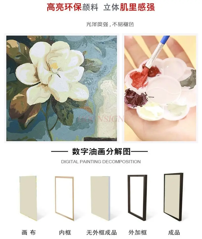 1set New digital oil painting DIY handmade coloring room high-end decorative painting hanging on the wall
