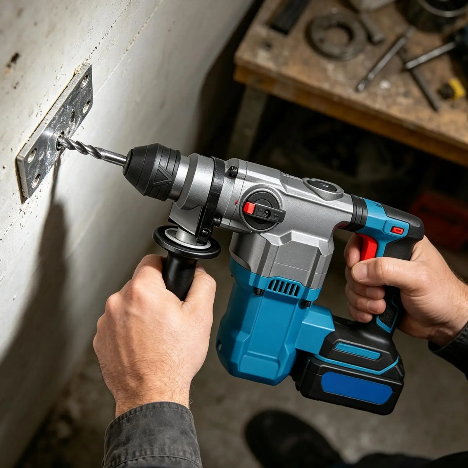 Electric Hammer Drill Side Handle Universal Adjustable Anti-Slip Grip Electric Pick Auxiliary Handle For Demolition Drilling
