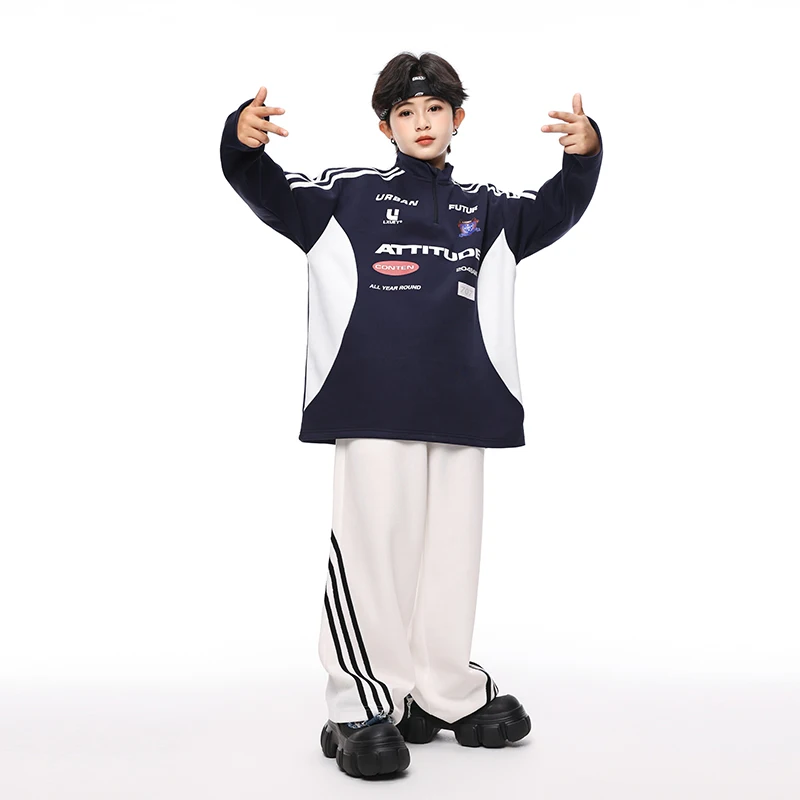 Meninas k-pop roupas moletom dança de rua calças de carga meninos hip hop conjunto crianças hip hop jazz traje criança streetwear