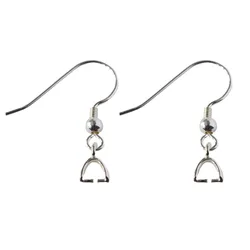 Solid 925 Sterling Silver Earring Hooks with Small Pinch Clip Bail Pendant Clasps Connector, jewelry DIY silver findings