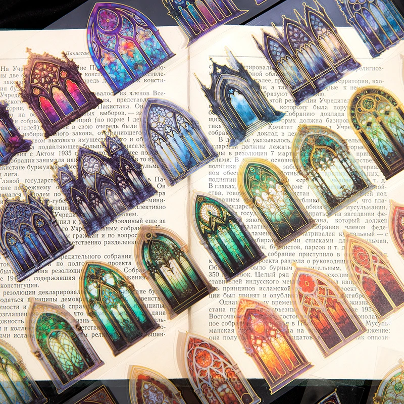 1Roll Gothic Church Series PET Tape Scrapbooking Decoration Stickers Collage Journaling Material Craft DIY Supplies