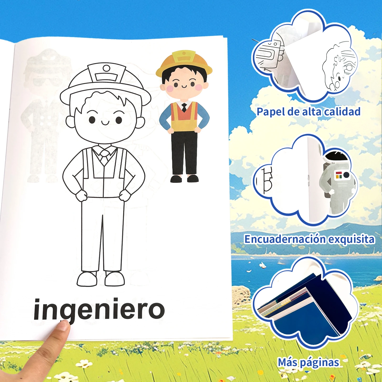 2 Pieces Spanish Children's Math Workbook & Coloring Book Ages 5-8 Art Drawing Supplies Number Learning Head Start