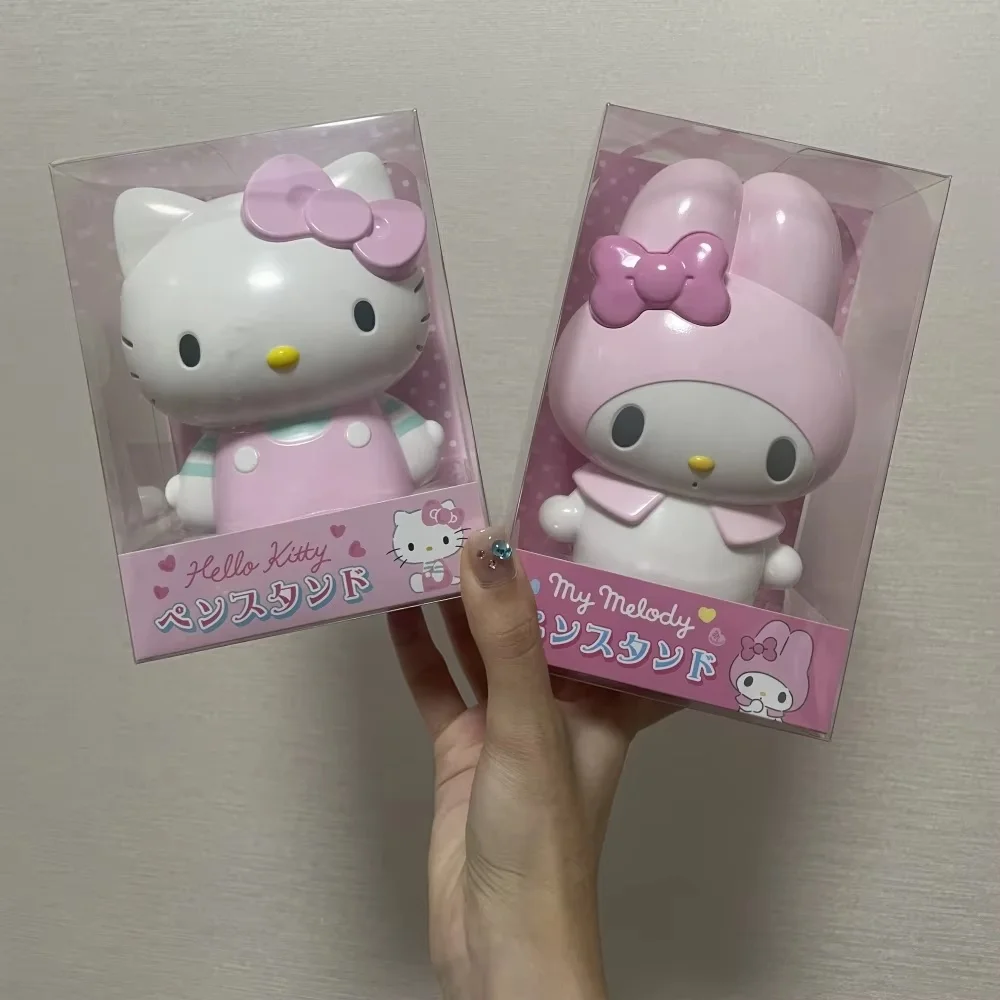 Imagem -06 - Sanrio Characters Porta-caneta Bonito Kuromi Olá Kitty Minha Melodia Papelaria Cinnamoroll Maquiagem Brush Storage Box Ornamento g