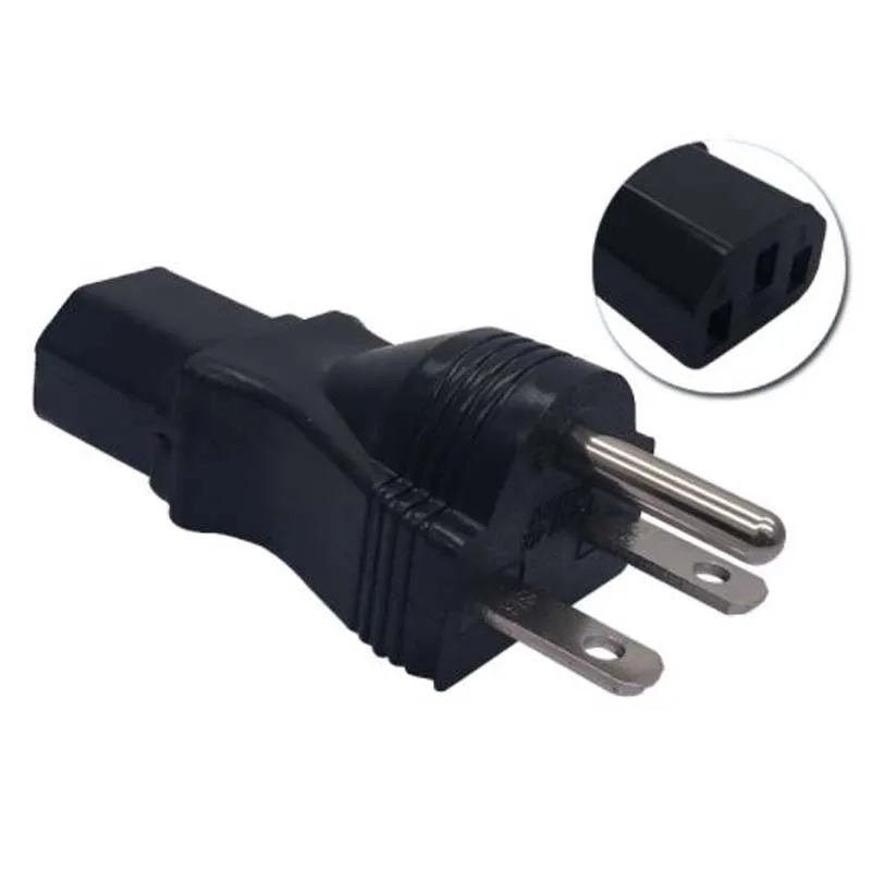 1 peça preto ue 4.0/4.8mm austrália grã-bretanha eua canadá méxico 5-15p 6-15p para c13 c15 macho para fêmea conversor de tomada de alimentação