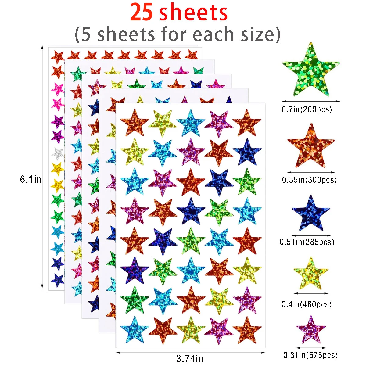 25 ورقة من ملصقات النجوم 2040 قطعة من النجوم الصغيرة لمكافأة الأطفال، ثلاثية الأبعاد لامعة ورقائق لامعة لمخطط مكافآت السلوك و