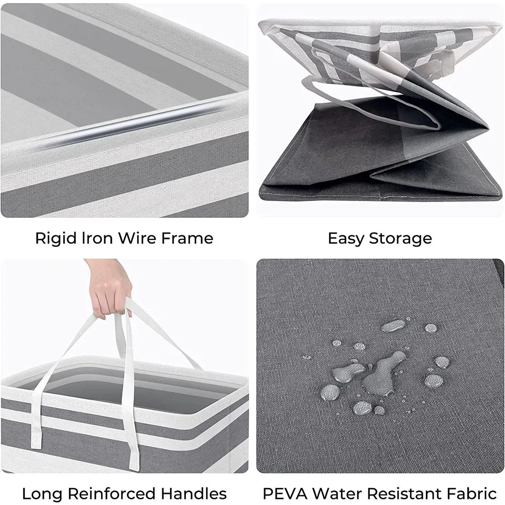 

Oxford Cloth Laundry Basket Foldable Organizer Large Capacity Dirty Clothes Storage Pouch for Home College Bedroom with