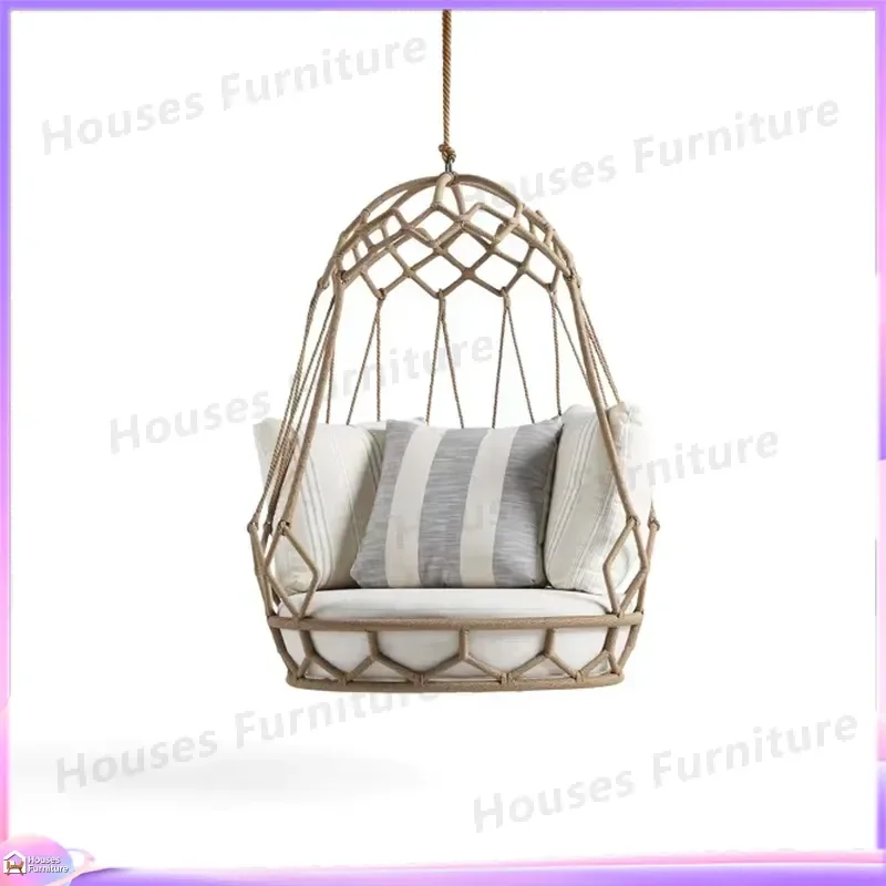Modern Garden Egg Swing Chair Outdoor Hanging Rope Hammock Round Patio Furniture Backyard Porch Relaxation Seat Durable