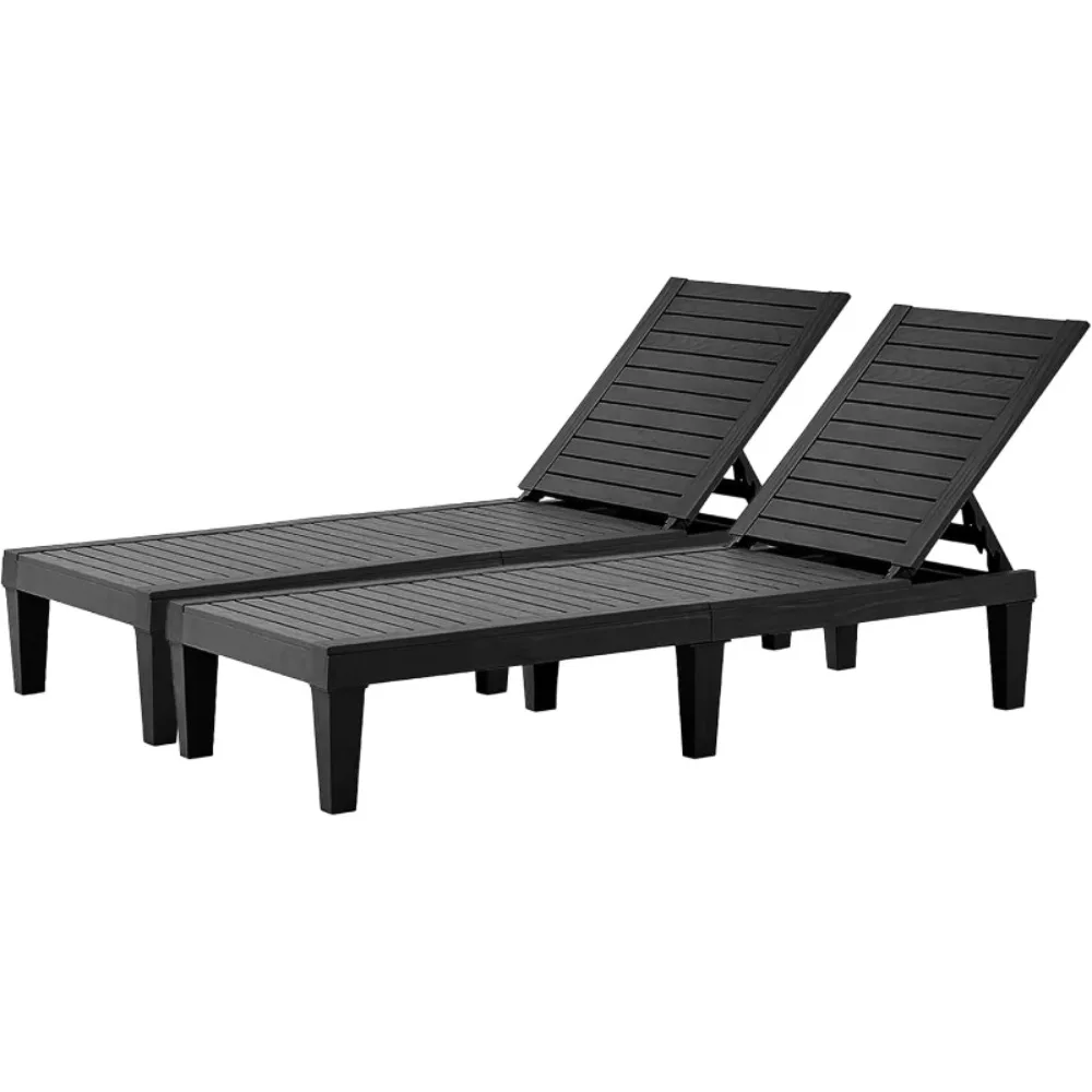 

Chaise Lounge Outdoor,Adjustable Pool Lounge Chair with 5 Positions Backrest, Waterproof Sun Loungers