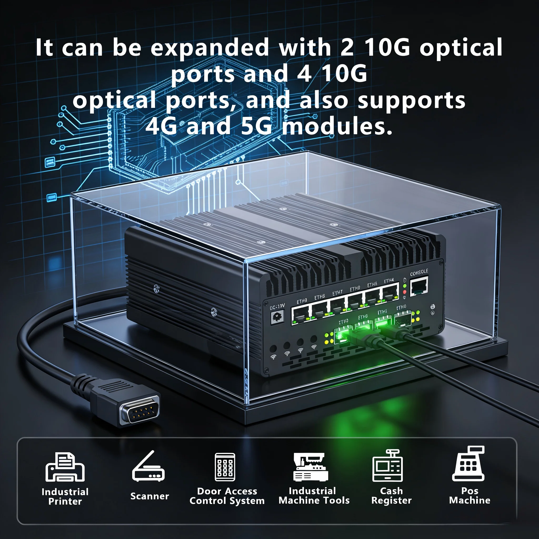 Solid 6x2.5G LAN Firewall Mini PC Intel Ultra 7 155H Ultra 9 185H 4x10G/2x10G SFP Ubuntu Linux Industrial Mini Server HD DP 4G