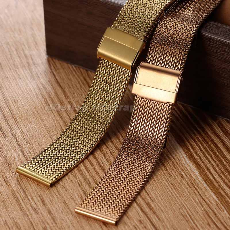 Milanese Stainless Steel Watch Strap for Huawei 16mm 18mm 20mm Silver/Gold/Rose Gold/Black Thick Milan Loop Mesh Watch Bandband