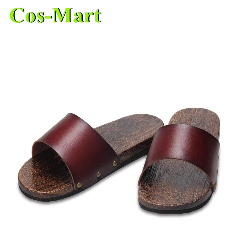 Cos-Mart Scarpe in legno Cosplay Sandalo di alta qualità Pantofola Zoccoli con la campana Unisex Quotidiano Waer Zoccoli piatti più venduti Anime Maschio