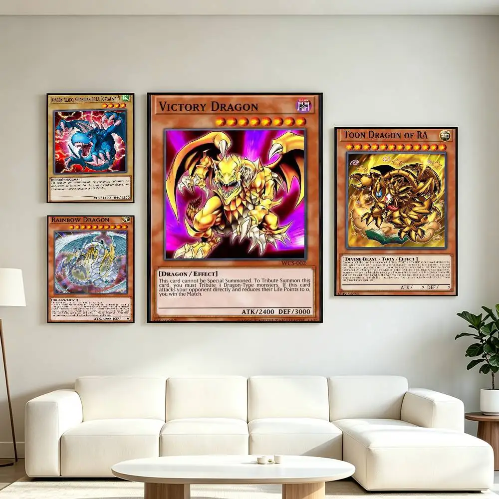 Y-Yu-Gi-Oh Victory Dragon Poster High Quality Dorm Living Room Aesthetic Wall Decoration Painting Stickers Gift