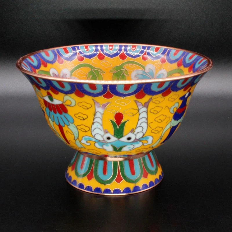 

in Stock Wholesale Cloisonne Eight Treasure Bowl Plain Copper Filigree Soft Enamel Polished inside and outside Flowers Eight Aus