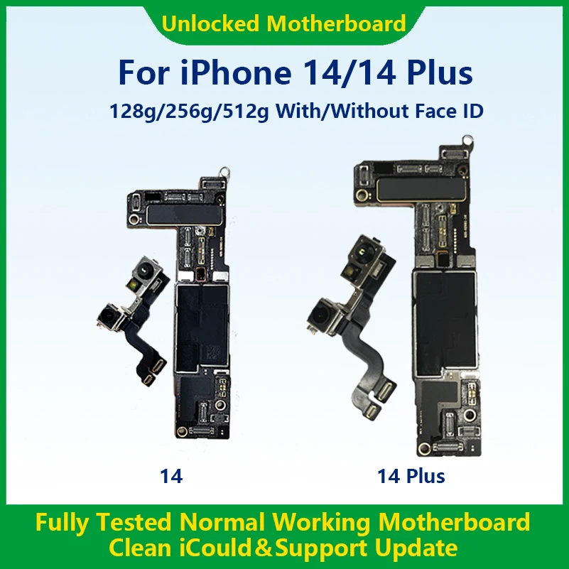 For iPhone 14 Pro Motherboard With Face ID 28GB 256GB 512GB Logic board 100% Original Unlocked Mainboard