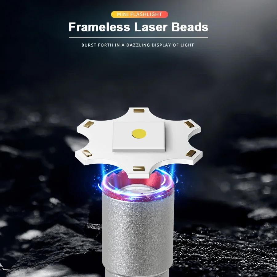 USB Rechargeable LED Multifunctional Strong light Pocket Keychain Lantern Waterproof Outdoor Hiking Camping Mini Flashlight