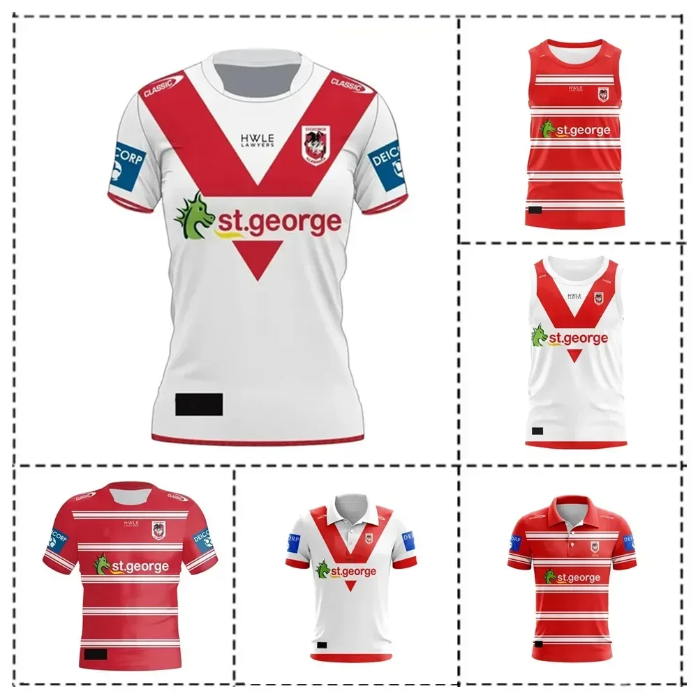 2024 St George illawara Dragons Home / Away/Polo/canotta Rugby Jersey-taglia uomo: S-5XL (stampa numero nome personalizzato)