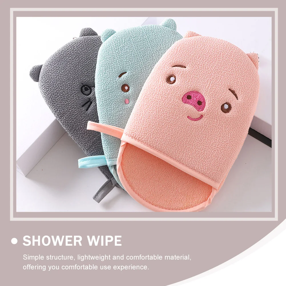 

3Pcs Bath Scrubbing Gloves Cartoon Lovely Pattern Body Cleaner for Exfoliating and Foaming Shower Wipe Back Rub Mitt