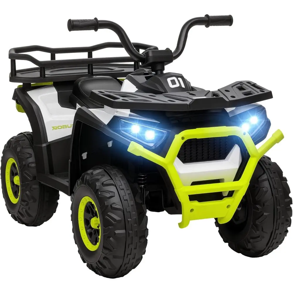 

Children's 12V 4-Wheeler Quad ATV, 3.7MPH, Battery-Powered Ride-On Car with Suspension, Basket, LED Lights, Music USB, Tires for