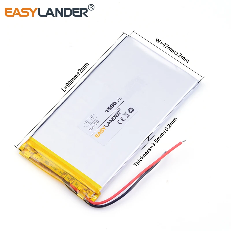 3.7 فولت 354790   بطارية ليثيوم أيون ليثيوم بوليمر قابلة لإعادة الشحن بقدرة 1500 مللي أمبير في الساعة للكمبيوتر اللوحي وبنك الطاقة والبيبو