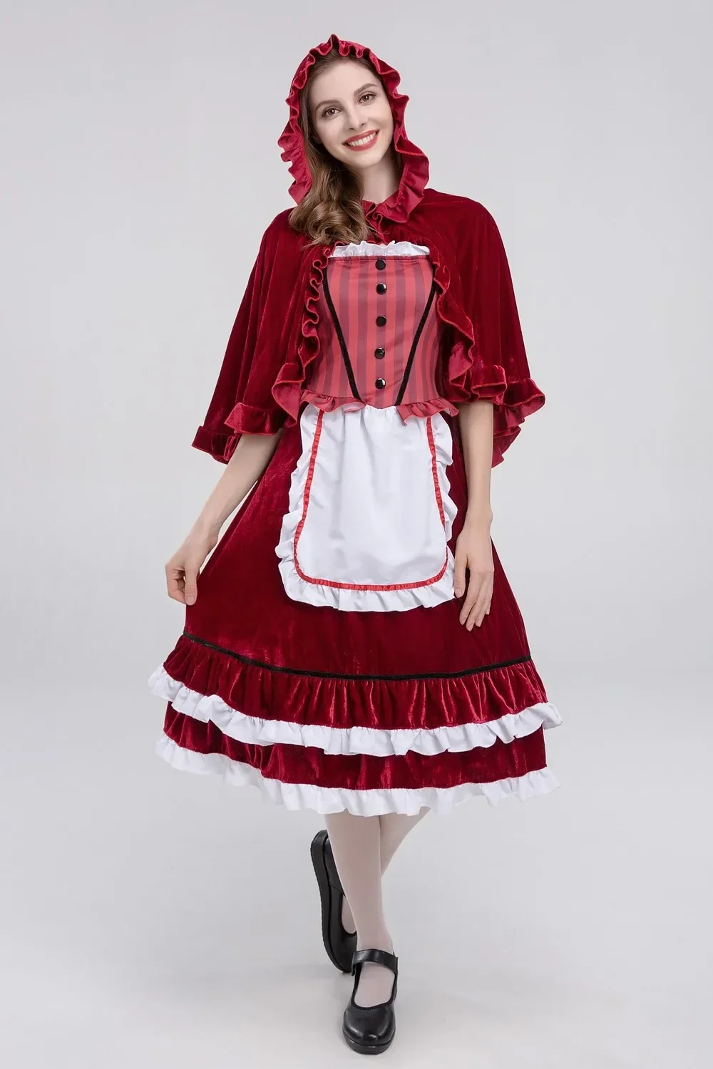 Rotkäppchen Kostüm Erwachsene Cosplay Kleid Party Nachtclub Cosplay Kostüm Dienstmädchen Kostüm Langes Kleid Umhang