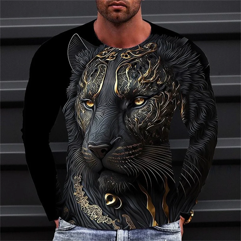 Autumn Men\'s Clothing Long Sleeve Round Neck T-shirt Fashion 3D Horror Elements Skull Graphic t Shirts Casual Street y2k tops