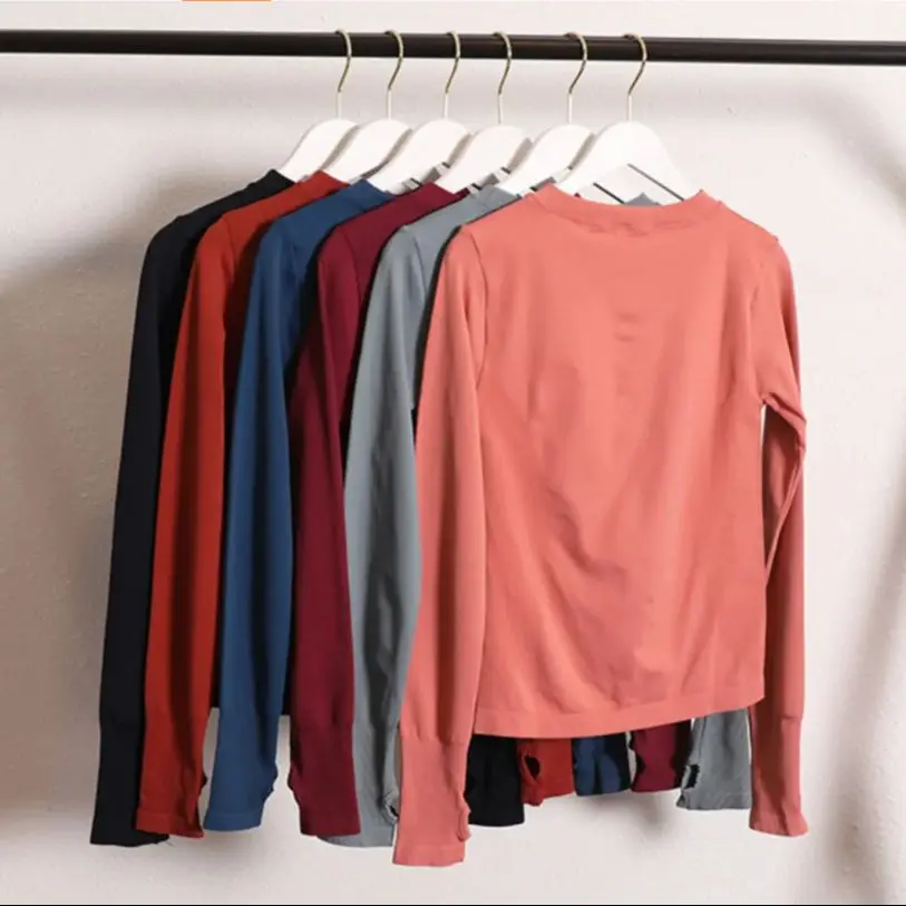 Women's Long Sleeve Sports Shirt Yoga Wear Fitness T-Shirt Seamless Running T-shirt Workout Top Female Gym Shirt Clothing image 2