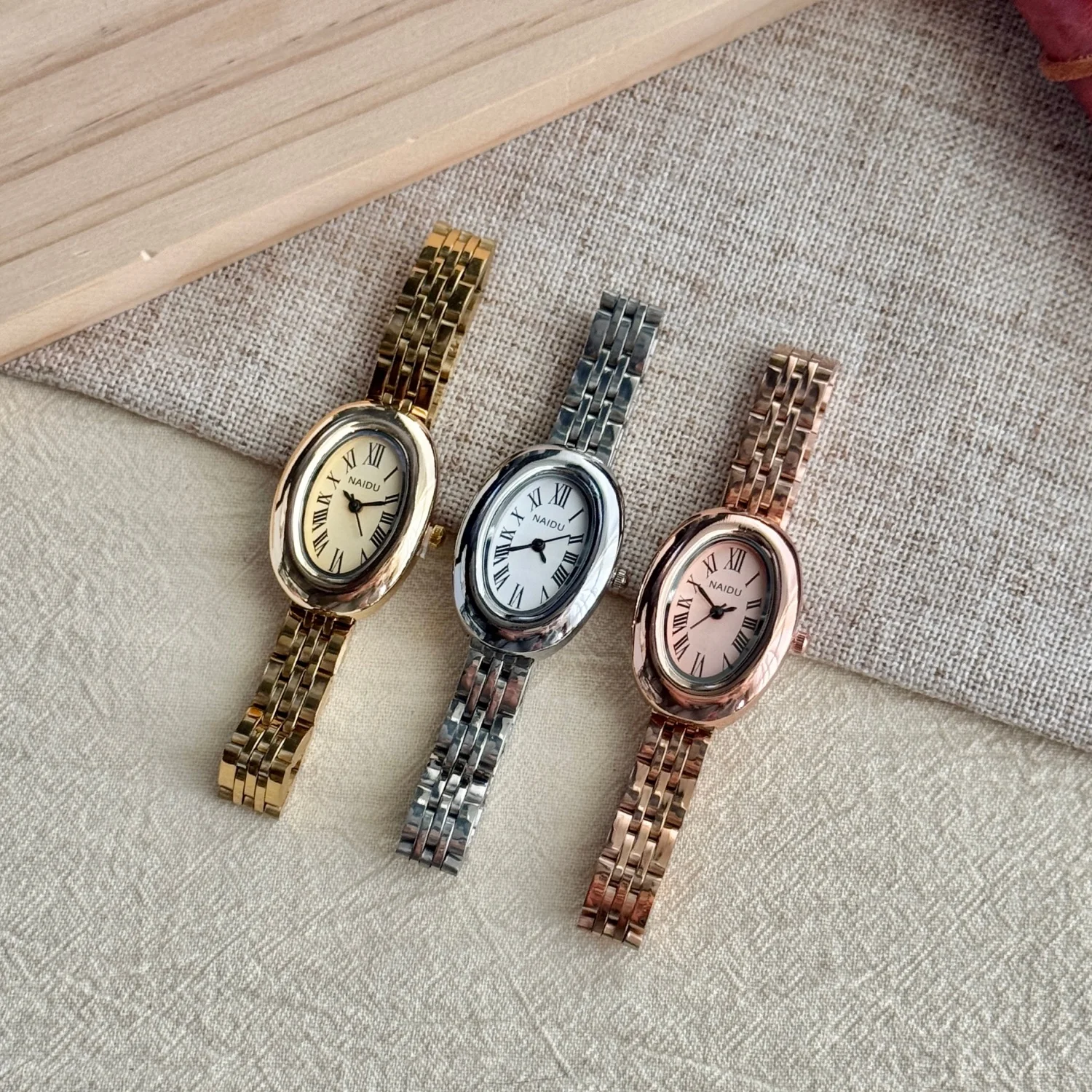 

Золотые часы в древнем стиле с овальным циферблатом, женские часы с ремешком из нержавеющей стали Orologio для девочек, наручные часы высокого качества, женские часы