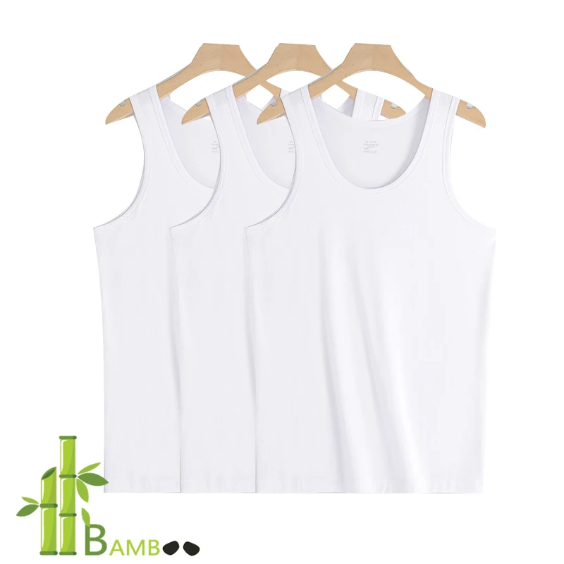 3-packs Lot Men's Tank Top Bamboo Rayon Undershirts Gym Sleeveless T Shirt Moisture-wicking for Man Crew Neck Comfort Stretch