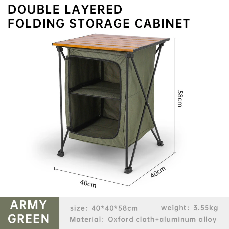 Outdoor Camping Multifunctional Storage Rack, Foldable Outdoor Cooking Cabinet, Portable Picnic Storage Table