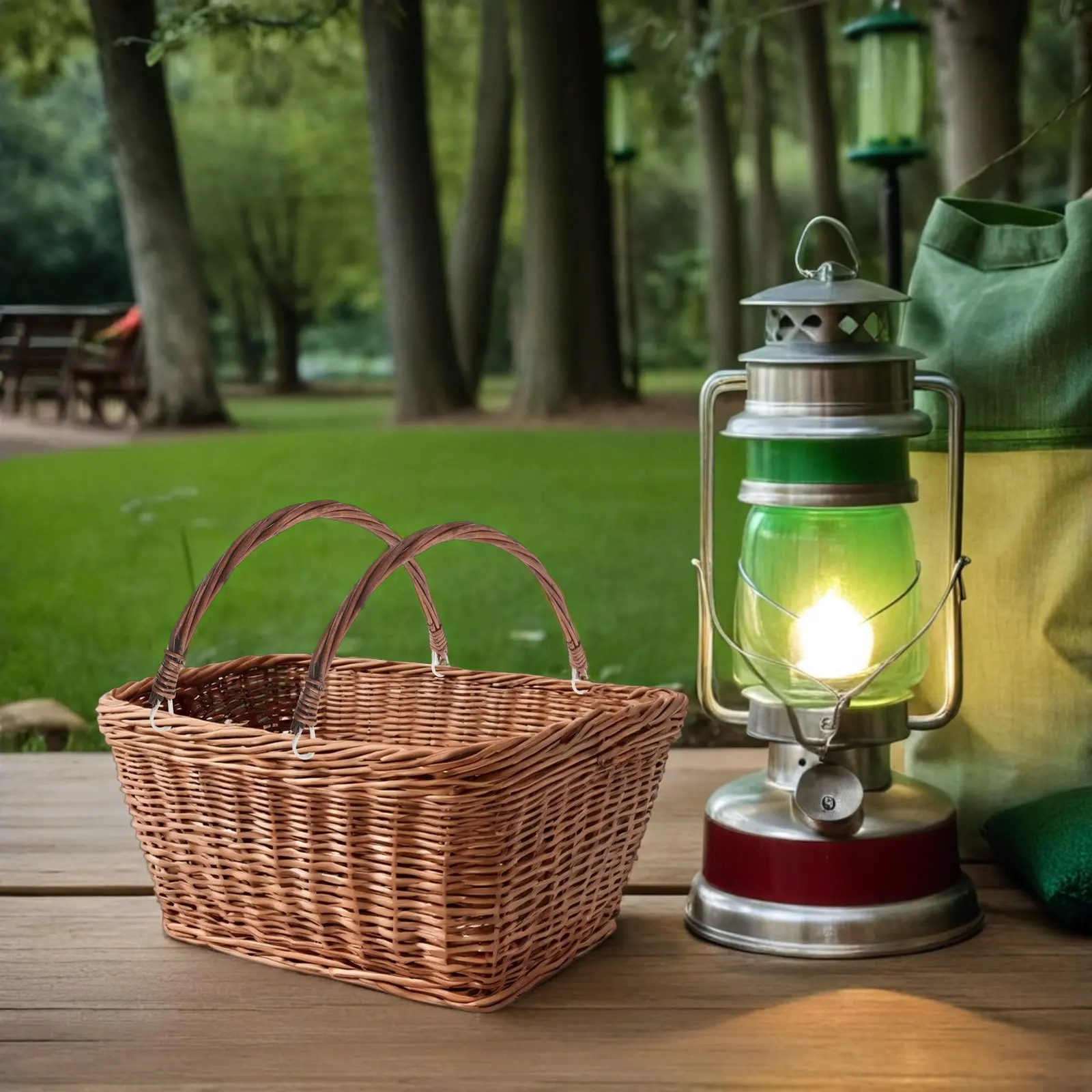 4 PCS Rattan Picnic Basket Accessories Wicker Grips Handles Baskets Replacement for Accessory Hamper view 2