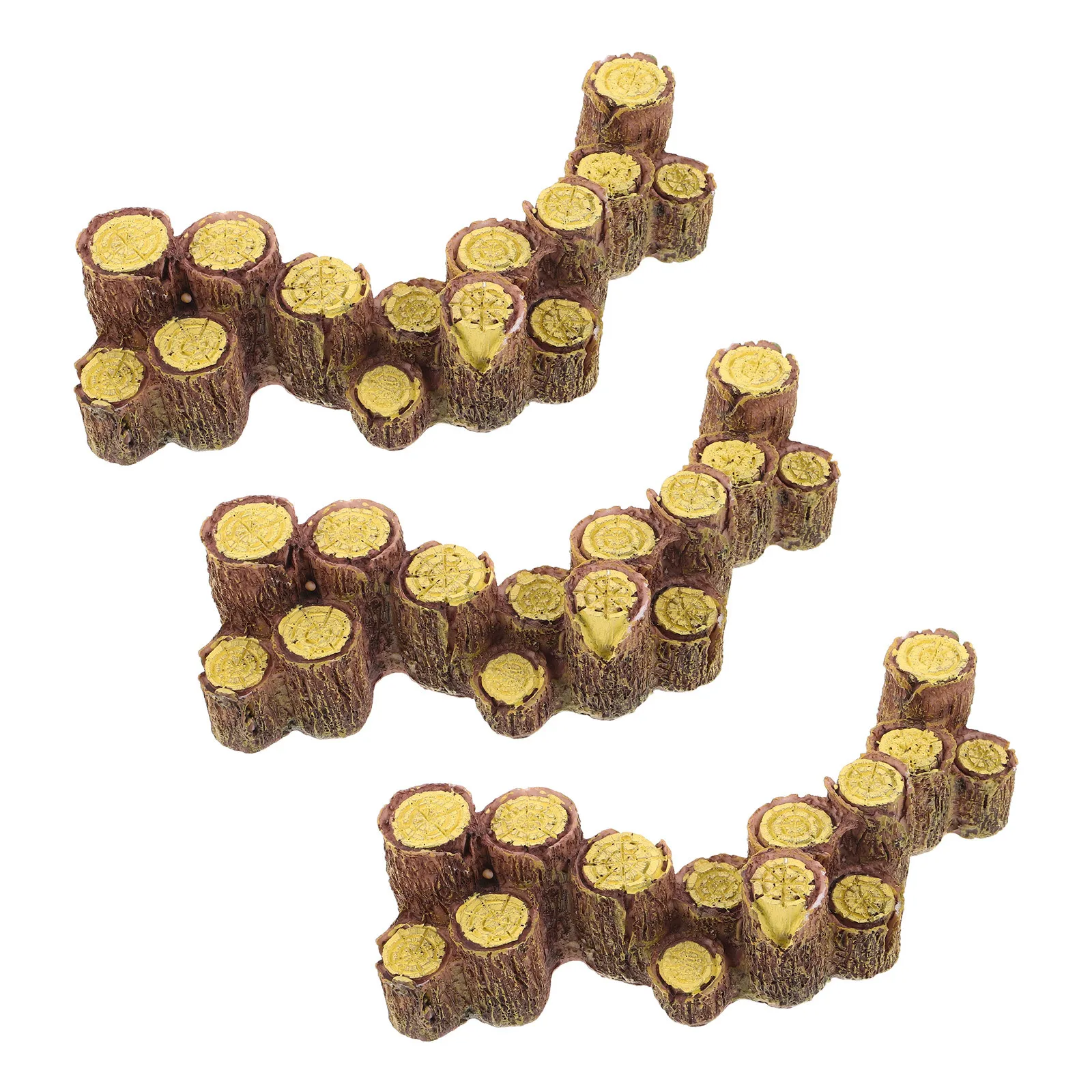 3 قطع من جذوع الأشجار الاصطناعية الراتنجية باللون الأحمر البني، تماثيل مصغرة لتزيين الحدائق الخيالية والمناظر الطبيعية المصغرة وملحقات طاولة الرمل