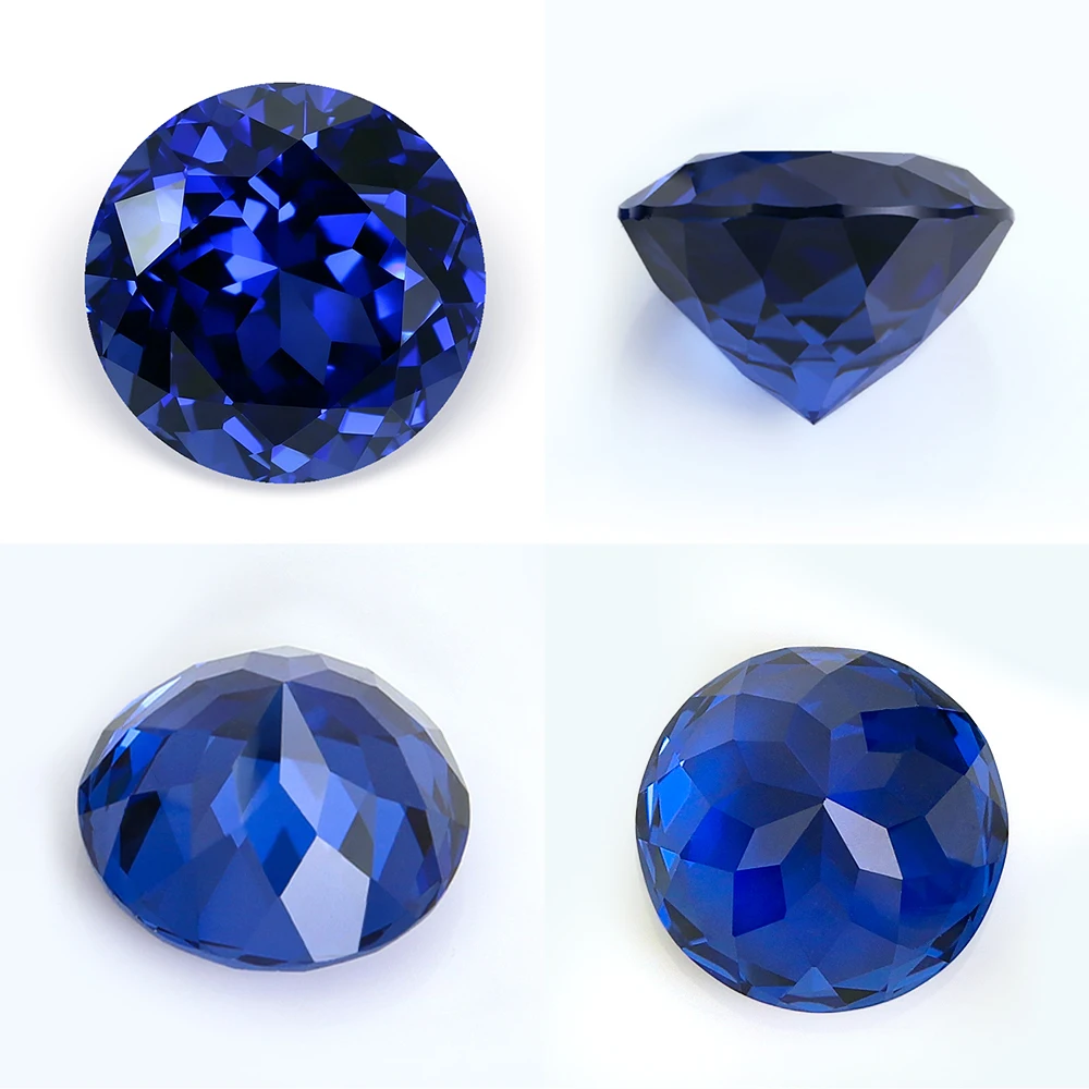Lab Grown Royal Blue Sapphire Czochralski Round Cut With AGL Certificate Available Loose Gemstone For Jewelry Making