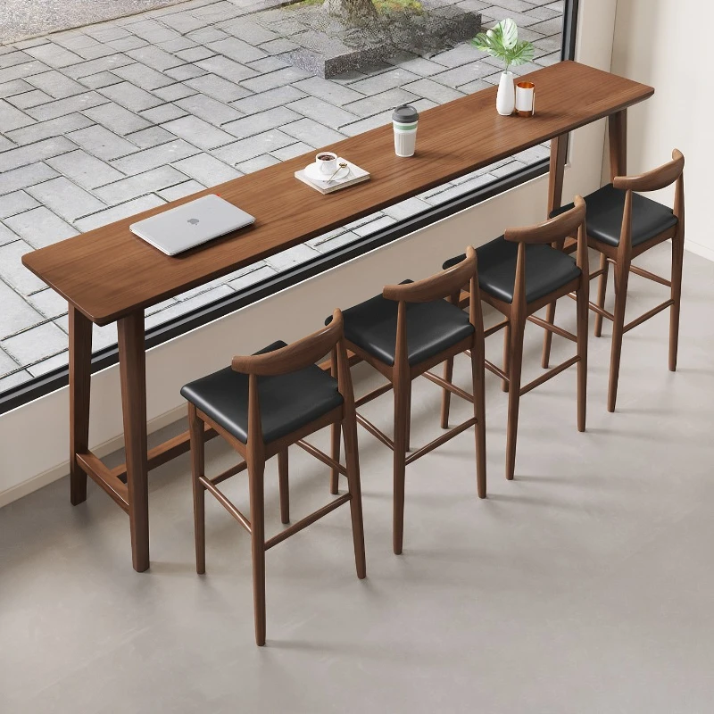 

Коммерческий высокий стол из массива дерева, длинный пристенный стол для кофейни, бара, чайной и магазина у дома JT40