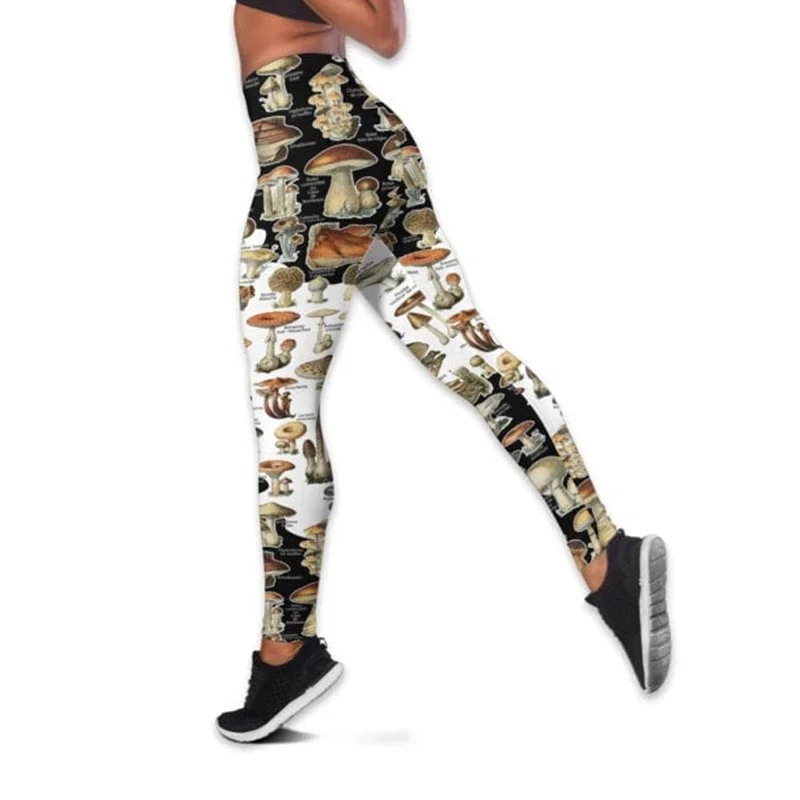 ใหม่แฟชั่นผู้หญิงโยคะกางเกงอาหารเห็ด3D การพิมพ์ Leggings และเสื้อกั๊กเซ็กซี่ยืดสุภาพสตรีกางเกงขายาว