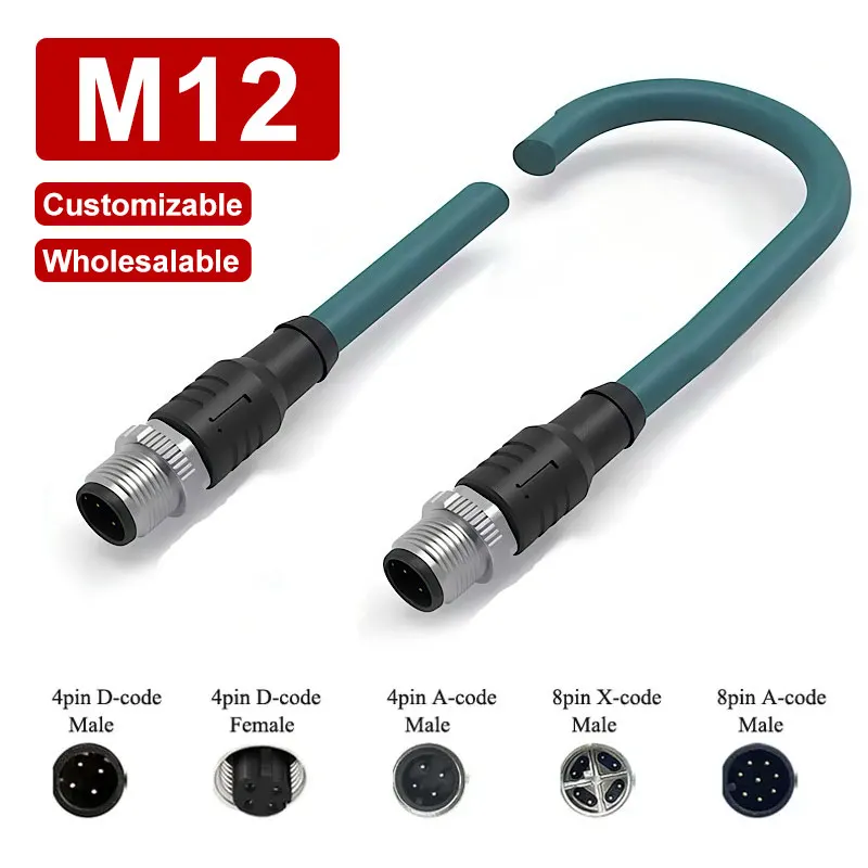 

Высокогибкий кабель Profinet Ethernet от M12 до M12, водонепроницаемый, IP67, 4/8-контактный, код A/D/X, линия для промышленной камеры, настраиваемая