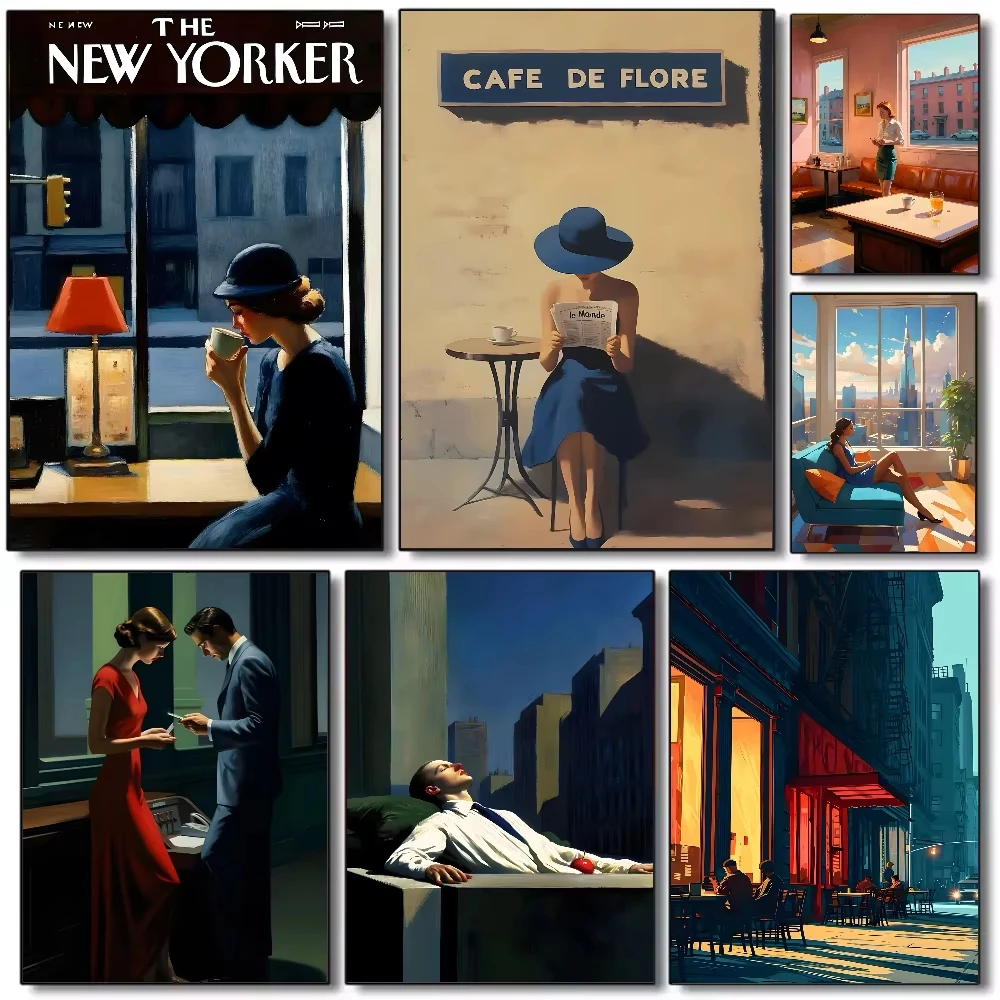 ملصق إدوارد هوبر سيتي عالي الدقة لوحة قماشية فنية لغرفة المعيشة وغرفة النوم والديكور الجمالي