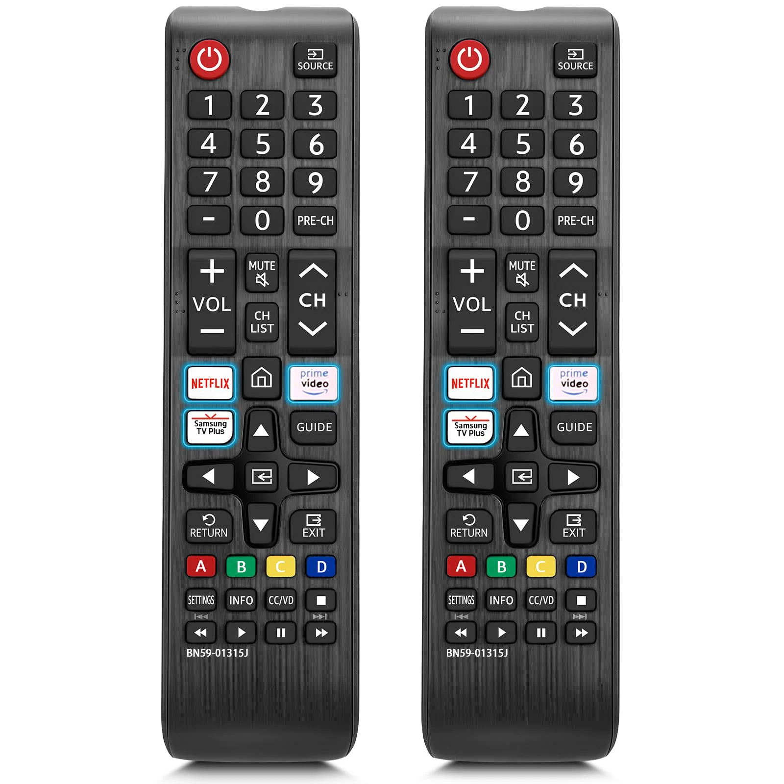 Paquete de 2 Controles Remotos Universales de Repuesto para Samsung Smart TV, Nuevo Control Remoto Inteligente BN5901315J con Botones de Acceso Directo para TV LCD LED