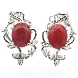 Buy 4 Get 1 Free 20x15mm Real Green Emerald Red Ruby Blue Sapphire CZ Women Engagement Silver Earrings