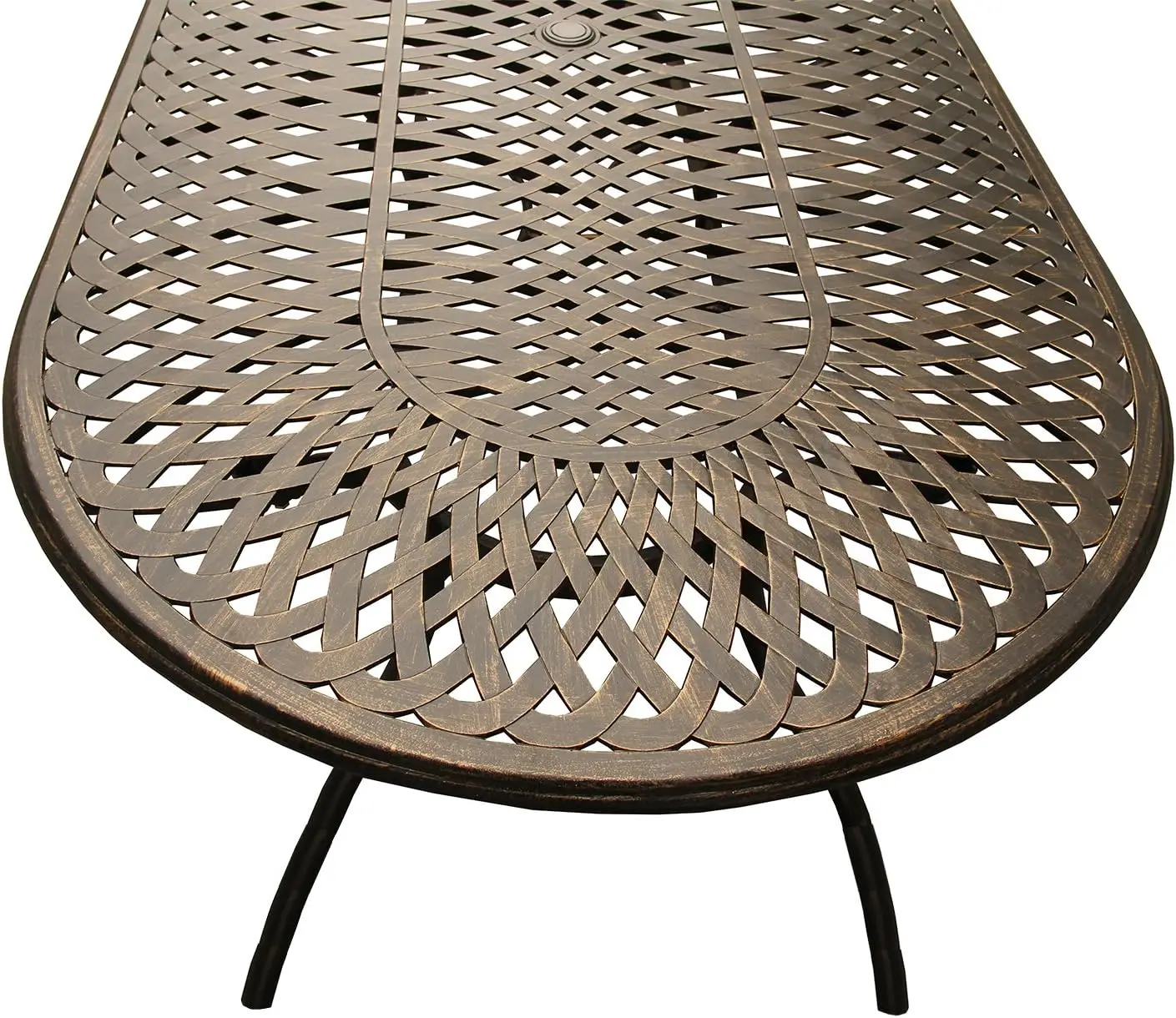 Mesa oval de alumínio de 95 polegadas, móveis de pátio de bronze conjunto de móveis de pátio conjunto de móveis de exterior móveis de exterior