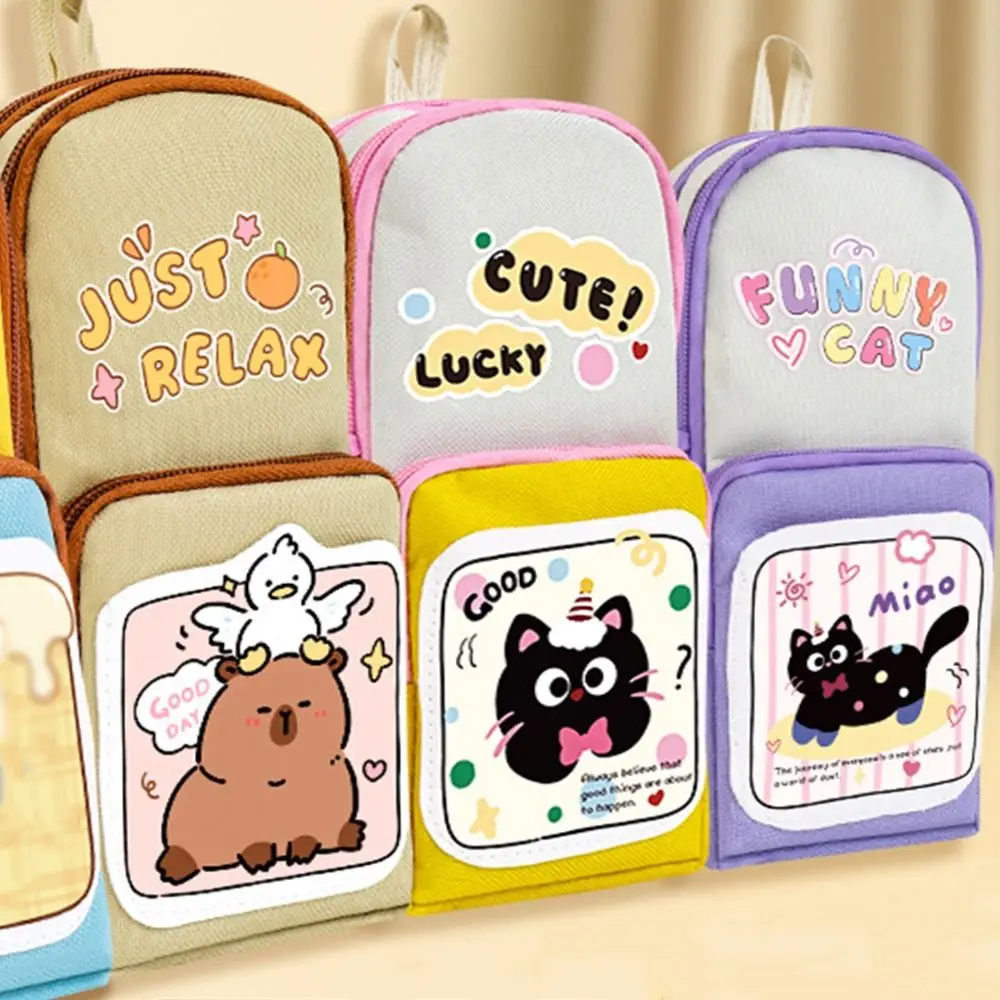 

Lovely INS Capybara Pen Bag Creative Zipper Cartoon Pencil Case 3 Layer Cute Stationery Storage Bag Girls/Boys