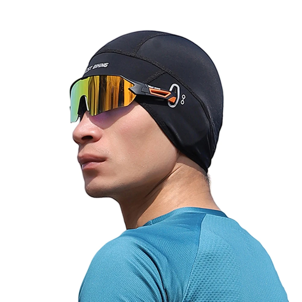 Bicycle Cycling Cap with Glasses Holes Cover Ears Skull Cap Breathable Bike Helmet Cap for Cycling Motorcycle