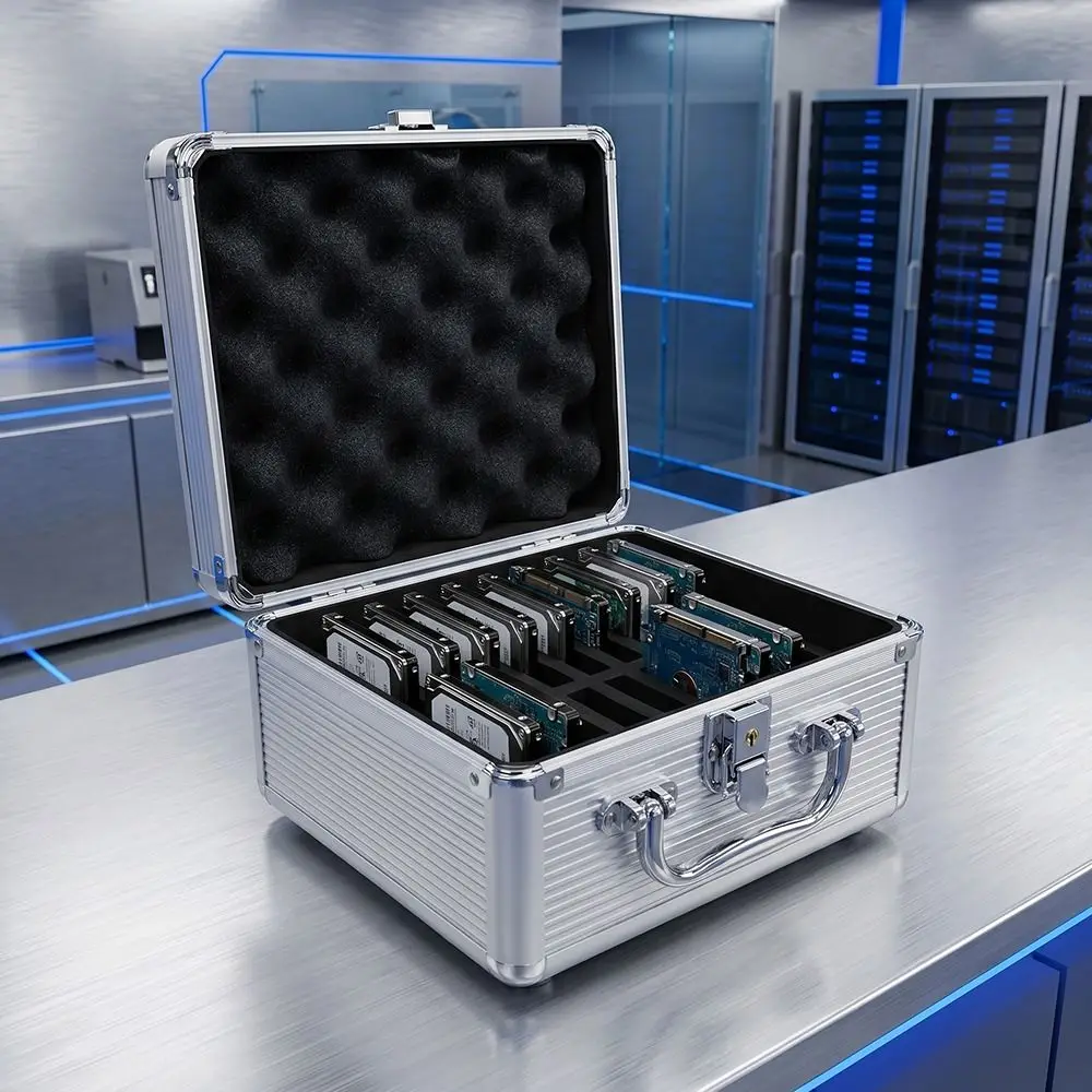 ABS Handle 20 Bays Hard Drive Storage Box Safety Lock ABS Handle Hard Drive Carrying Cover 2.5inch Protective Box Data Center