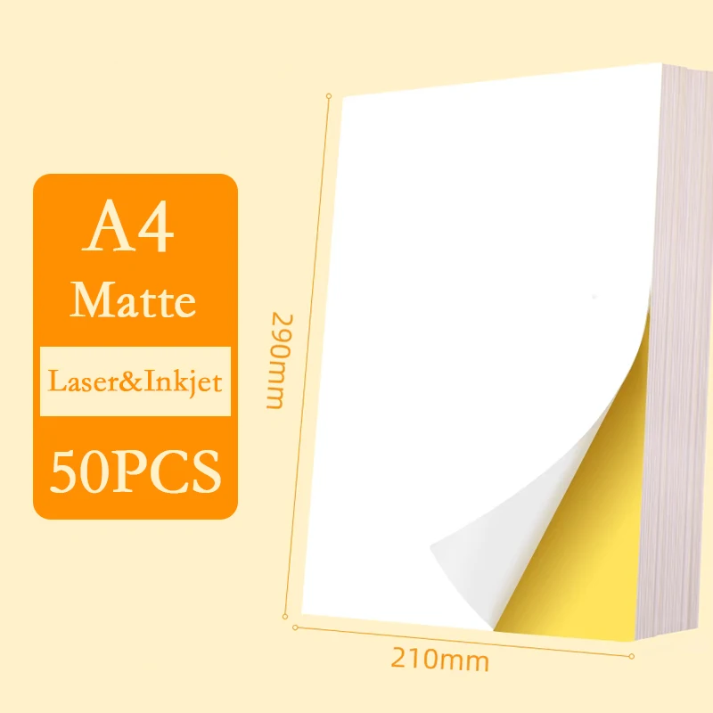 A4/A5 20/50 stuks Wit Zelfklevend Papier Sticker Mat Glanzend Oppervlak Papier Vel voor Laser Inkjet printer Label Copier Beschrijfbaar