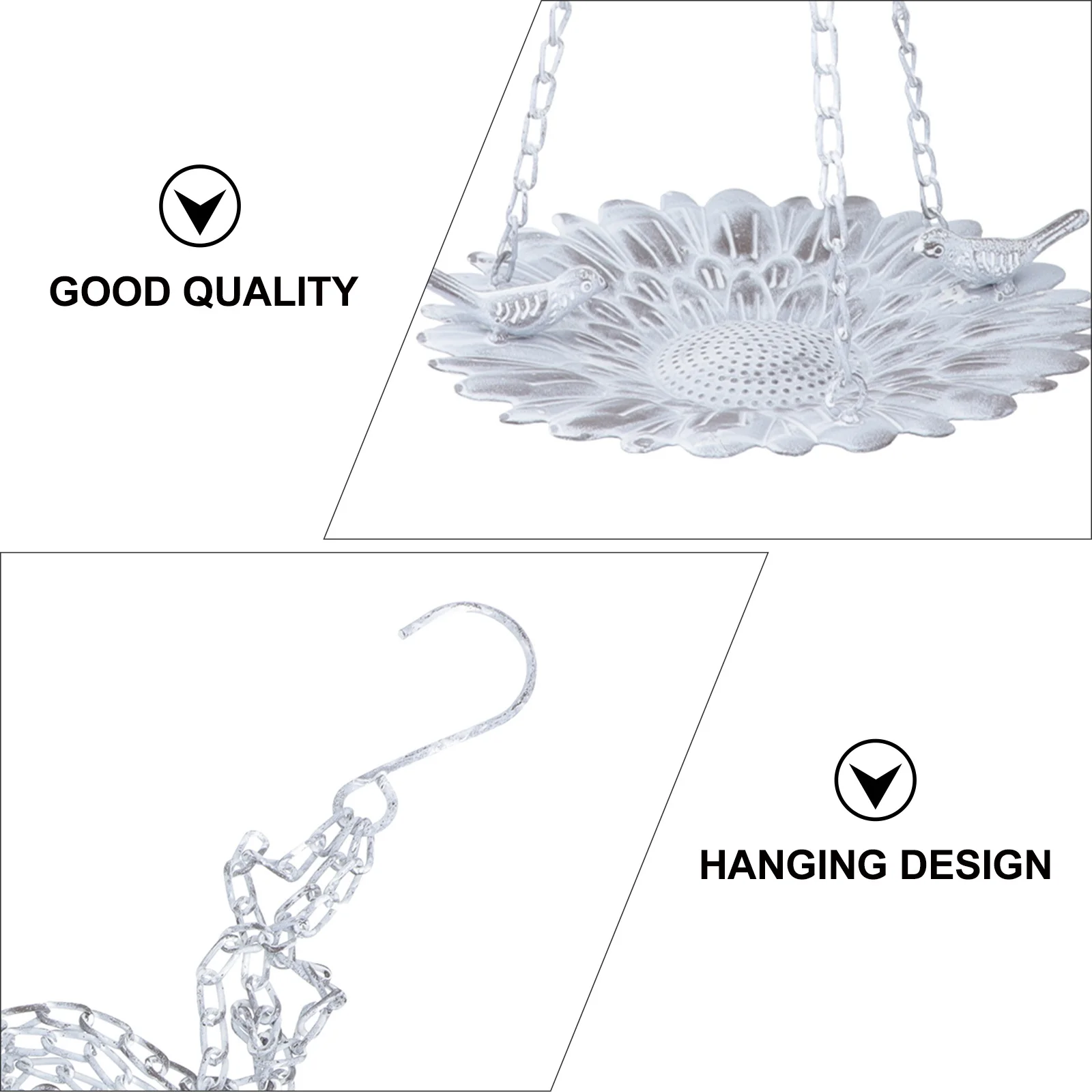

1Pcs Iron Vintage Style Bird Feeder Creative Hanging Tray Outdoor Bird Food Container Large Capacity Easy Refill