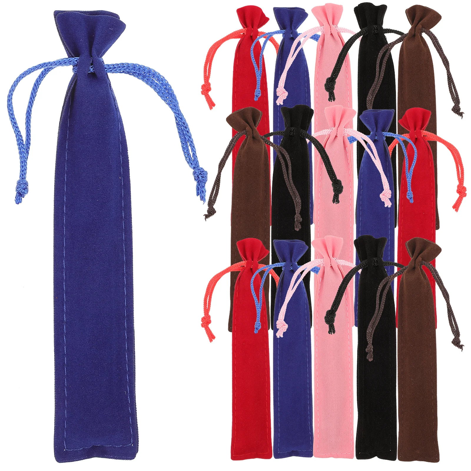 

20Pcs Pen Pouch Flannel Drawstring Sleeve Protective Case Pen Storage Bag for Office School Home Use Stationery Black Red Coffee